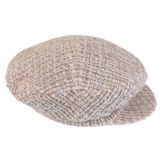 CHANEL Casquette Cotton , Rayon , Linen pink Newsboy cap hunting COCO Mark Women M Used Authentic