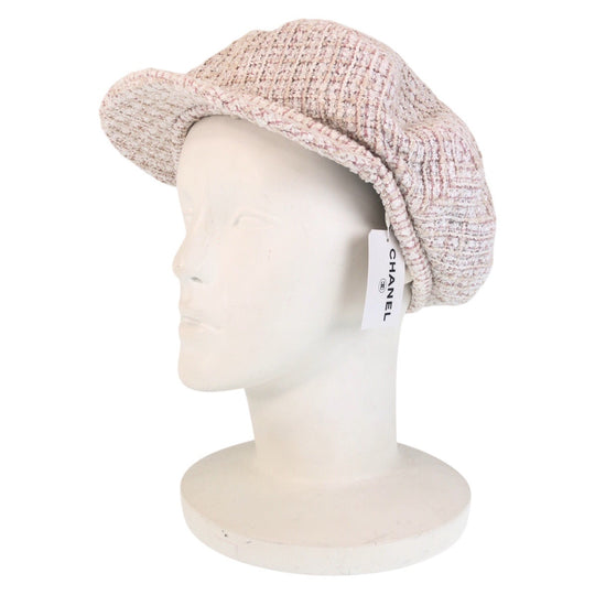 CHANEL Casquette Cotton , Rayon , Linen pink Newsboy cap hunting COCO Mark Women M Used Authentic