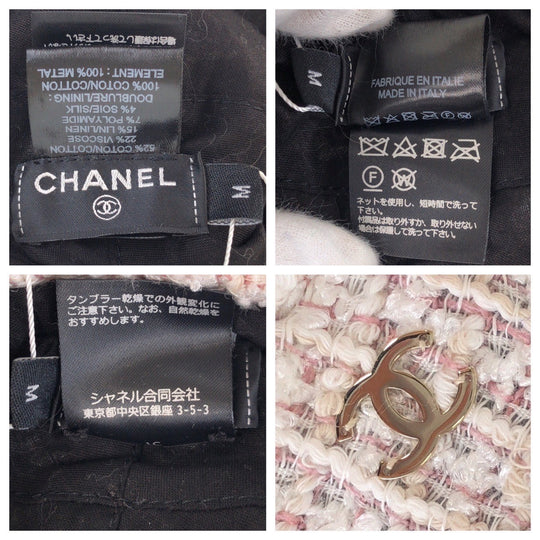CHANEL Casquette Cotton , Rayon , Linen pink Newsboy cap hunting COCO Mark Women M Used Authentic