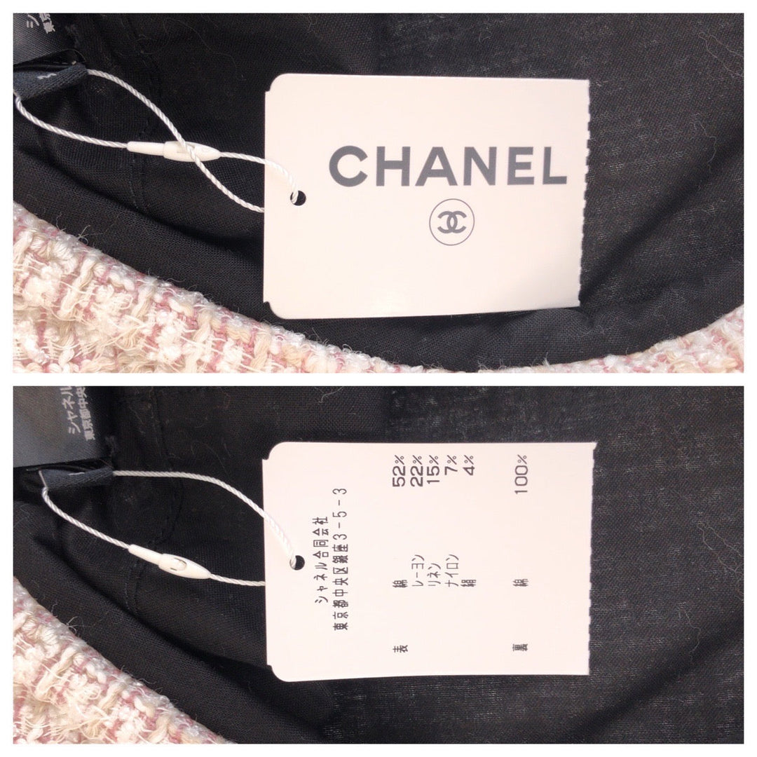 CHANEL Casquette Cotton , Rayon , Linen pink Newsboy cap hunting COCO Mark Women M Used Authentic