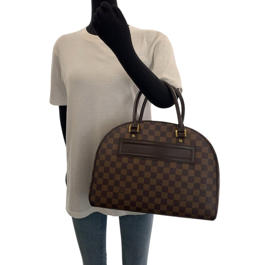 LOUIS VUITTON Handbag N41455 PVC Brown Gold Metal Handbag Boston Duffel bag Damier Ebene Nolita Women Used Authentic