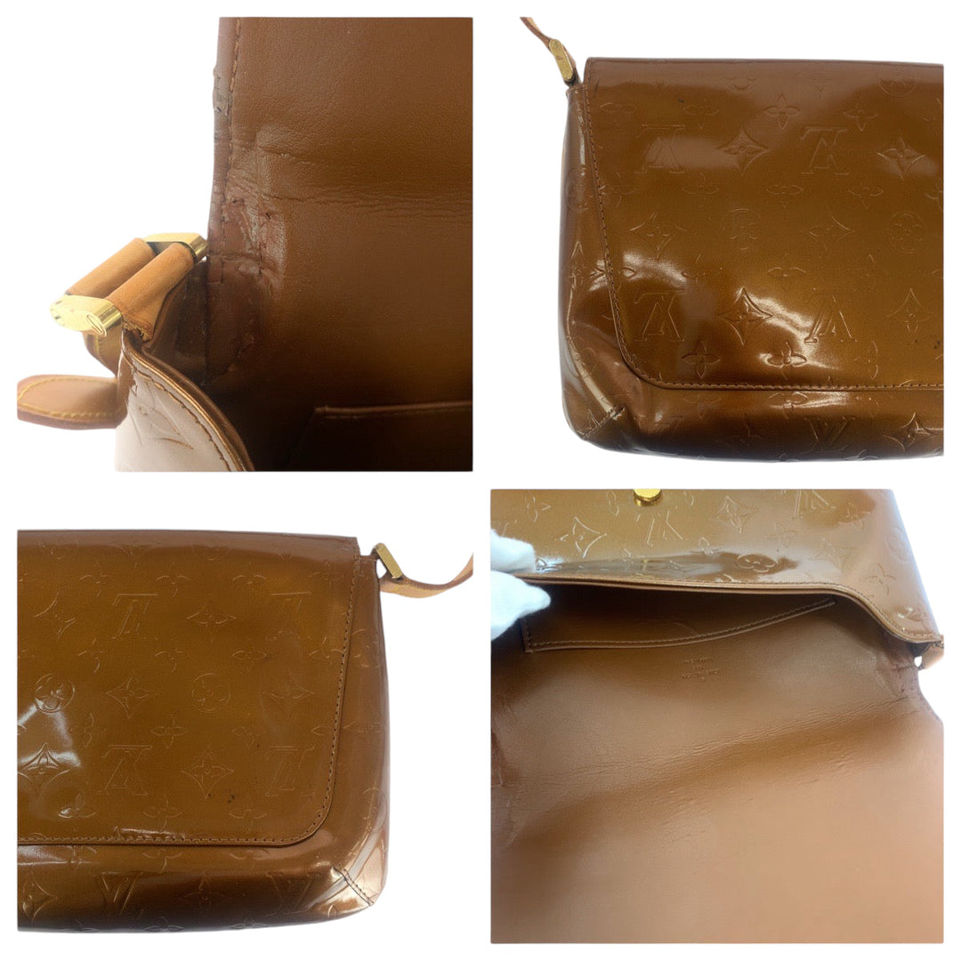 LOUIS VUITTON Shoulder Bag M91301 Patent leather Bronze Brown GoldMetal Shoulder Bag Shoulder Bag Vernis Thompson Street Women Used Authentic