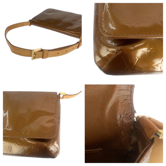 LOUIS VUITTON Shoulder Bag M91301 Patent leather Bronze Brown GoldMetal Shoulder Bag Shoulder Bag Vernis Thompson Street Women Used Authentic