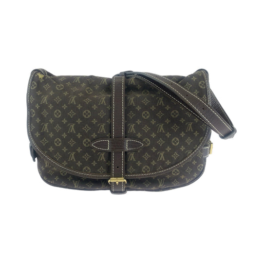 LOUIS VUITTON Shoulder Bag M95227 canvas Brown Gold Metal Shoulder Bag Crossbody Monogram mini run Saumur 30 Women Used Authentic