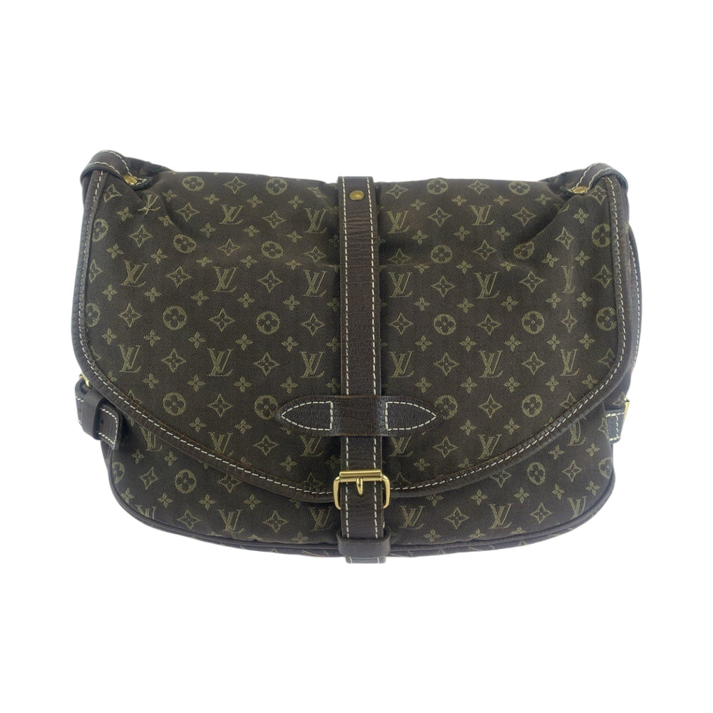 LOUIS VUITTON Shoulder Bag M95227 canvas Brown Gold Metal Shoulder Bag Crossbody Monogram mini run Saumur 30 Women Used Authentic