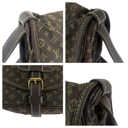 LOUIS VUITTON Shoulder Bag M95227 canvas Brown Gold Metal Shoulder Bag Crossbody Monogram mini run Saumur 30 Women Used Authentic