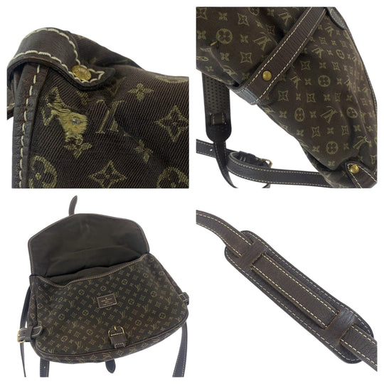 LOUIS VUITTON Shoulder Bag M95227 canvas Brown Gold Metal Shoulder Bag Crossbody Monogram mini run Saumur 30 Women Used Authentic