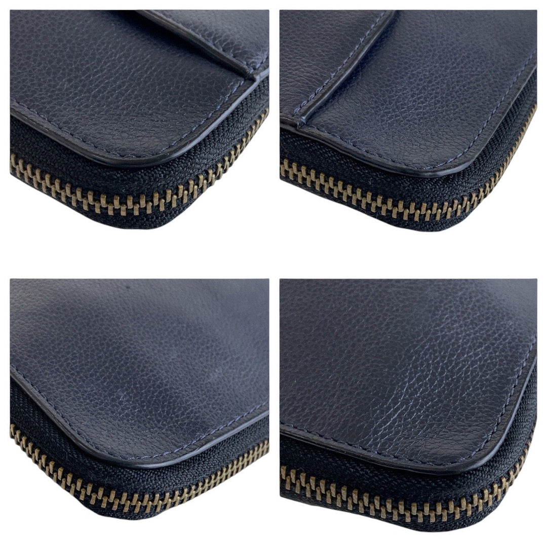 COACH Clutch bag leather Navy