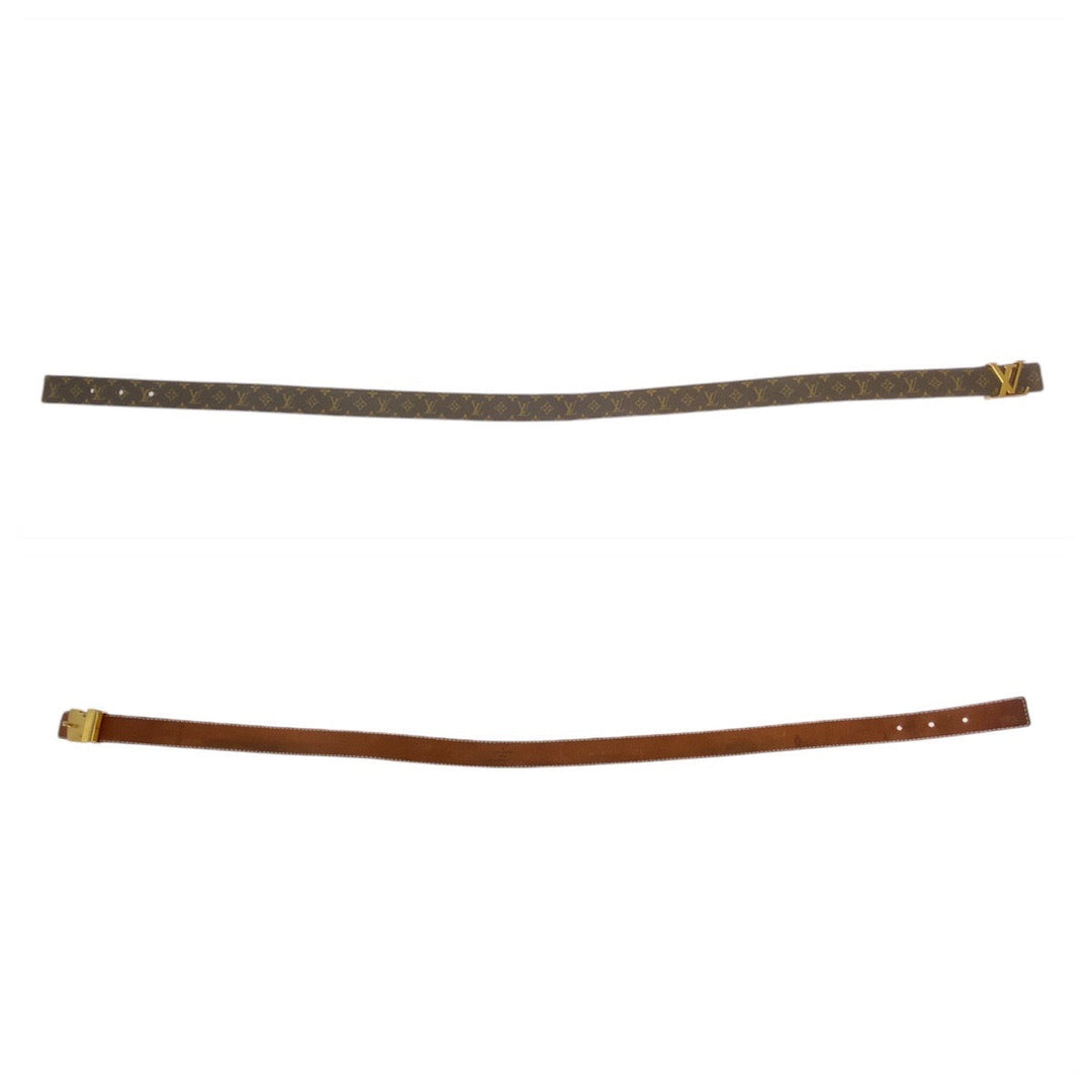 LOUIS VUITTON belt CT4134 PVC Brown Gold Metal belt Monogram Saintur Women Used Authentic