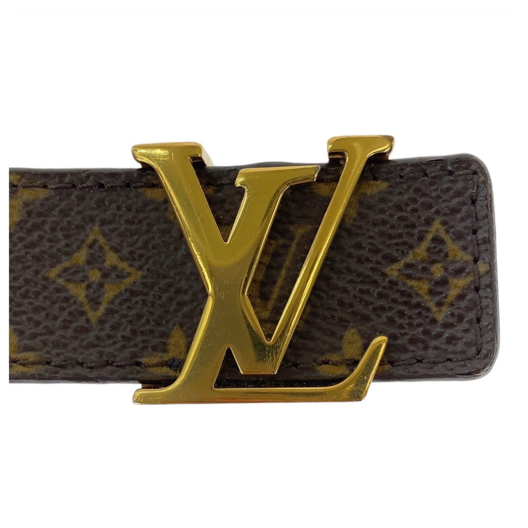 LOUIS VUITTON belt CT4134 PVC Brown Gold Metal belt Monogram Saintur Women Used Authentic