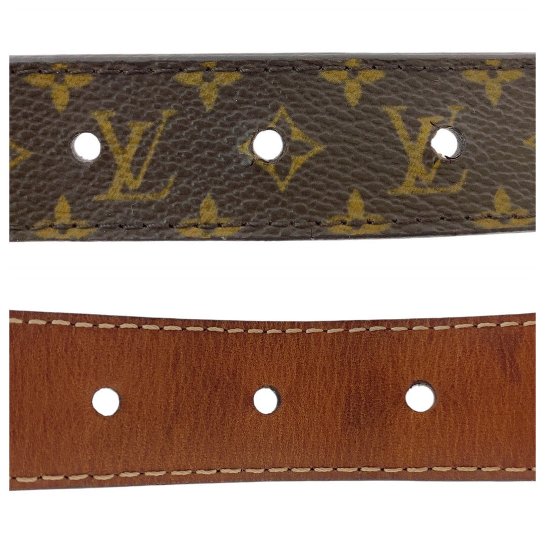 LOUIS VUITTON belt CT4134 PVC Brown Gold Metal belt Monogram Saintur Women Used Authentic