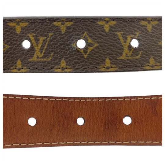 LOUIS VUITTON belt CT4134 PVC Brown Gold Metal belt Monogram Saintur Women Used Authentic