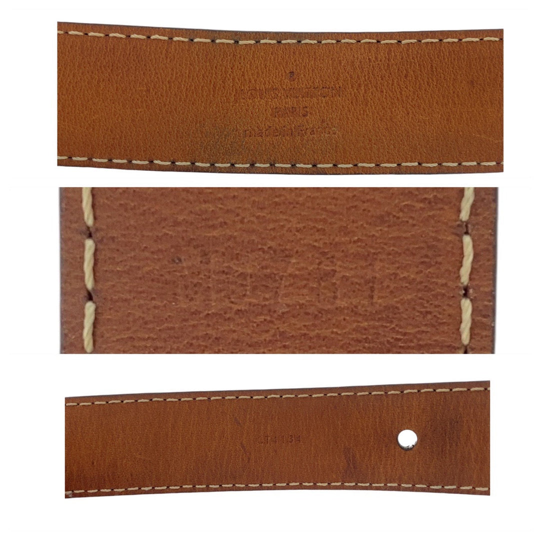 LOUIS VUITTON belt CT4134 PVC Brown Gold Metal belt Monogram Saintur Women Used Authentic