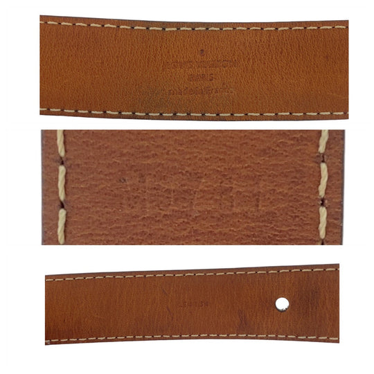 LOUIS VUITTON belt CT4134 PVC Brown Gold Metal belt Monogram Saintur Women Used Authentic