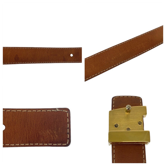 LOUIS VUITTON belt CT4134 PVC Brown Gold Metal belt Monogram Saintur Women Used Authentic