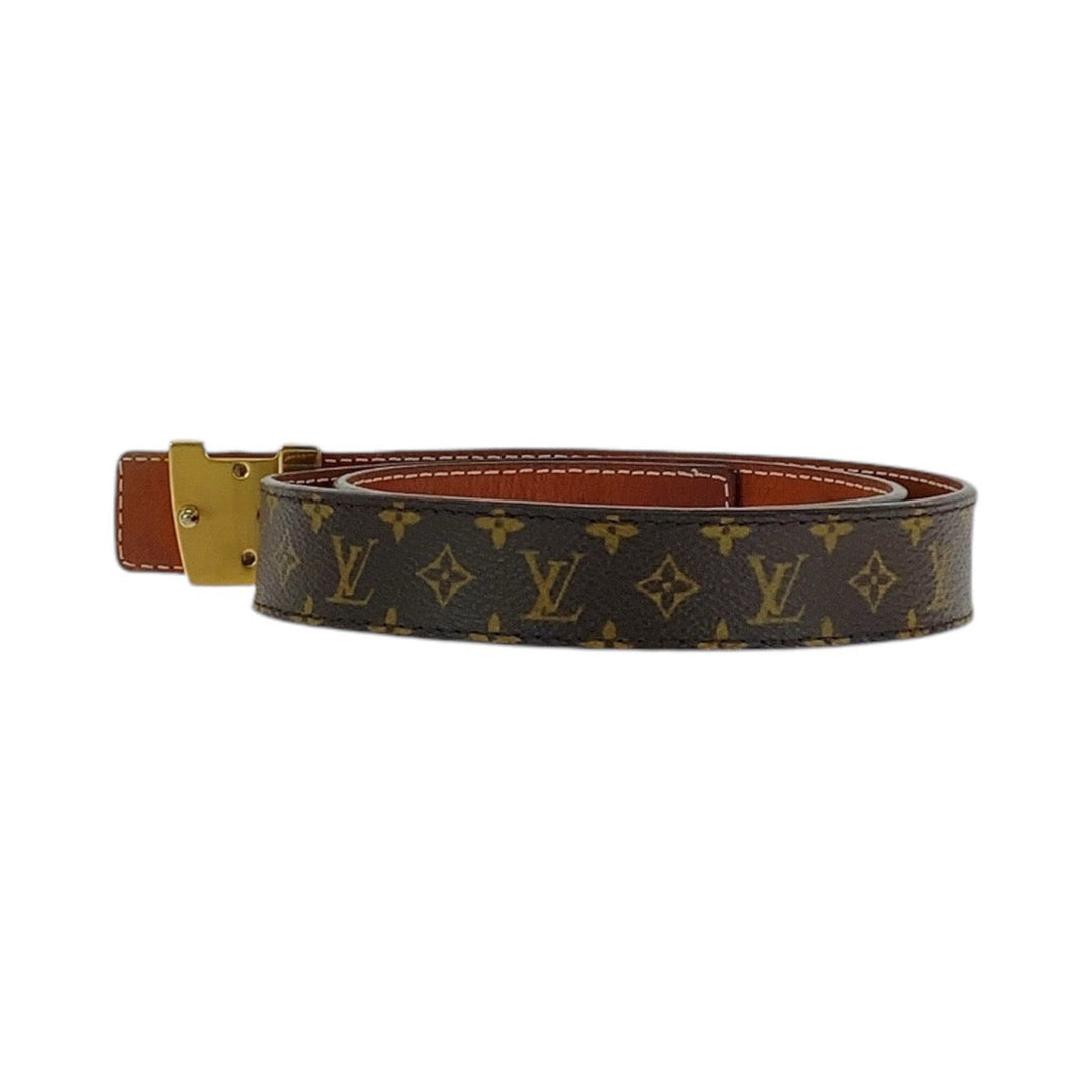 LOUIS VUITTON belt CT4134 PVC Brown Gold Metal belt Monogram Saintur Women Used Authentic