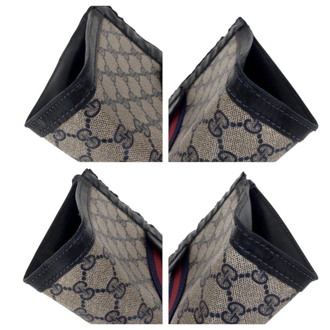 GUCCI Clutch bag GG canvas, leather Navy gray Clutch bag business bag unisex Old Gucci Shelly Line Women Used Authentic