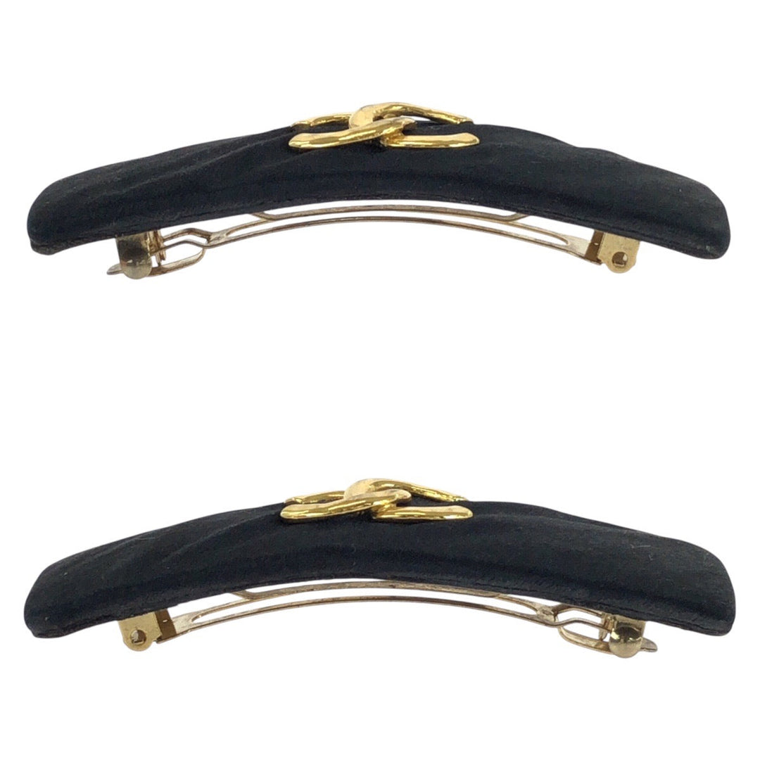 CHANEL Valletta Satin black Valletta COCO Mark Women Used Authentic