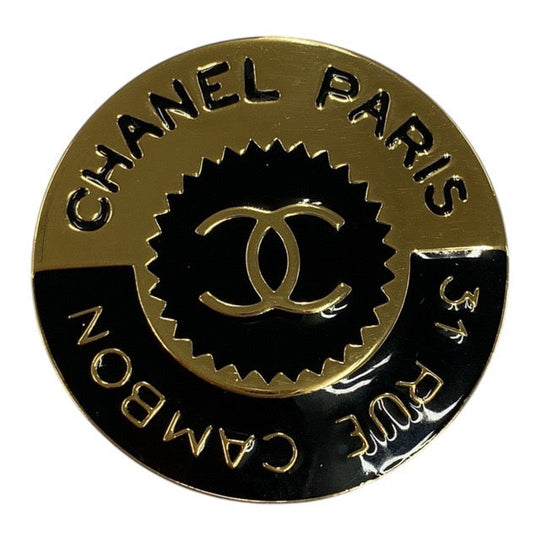 CHANEL Brooch metal Black gold Brooch COCO Mark Women Used Authentic