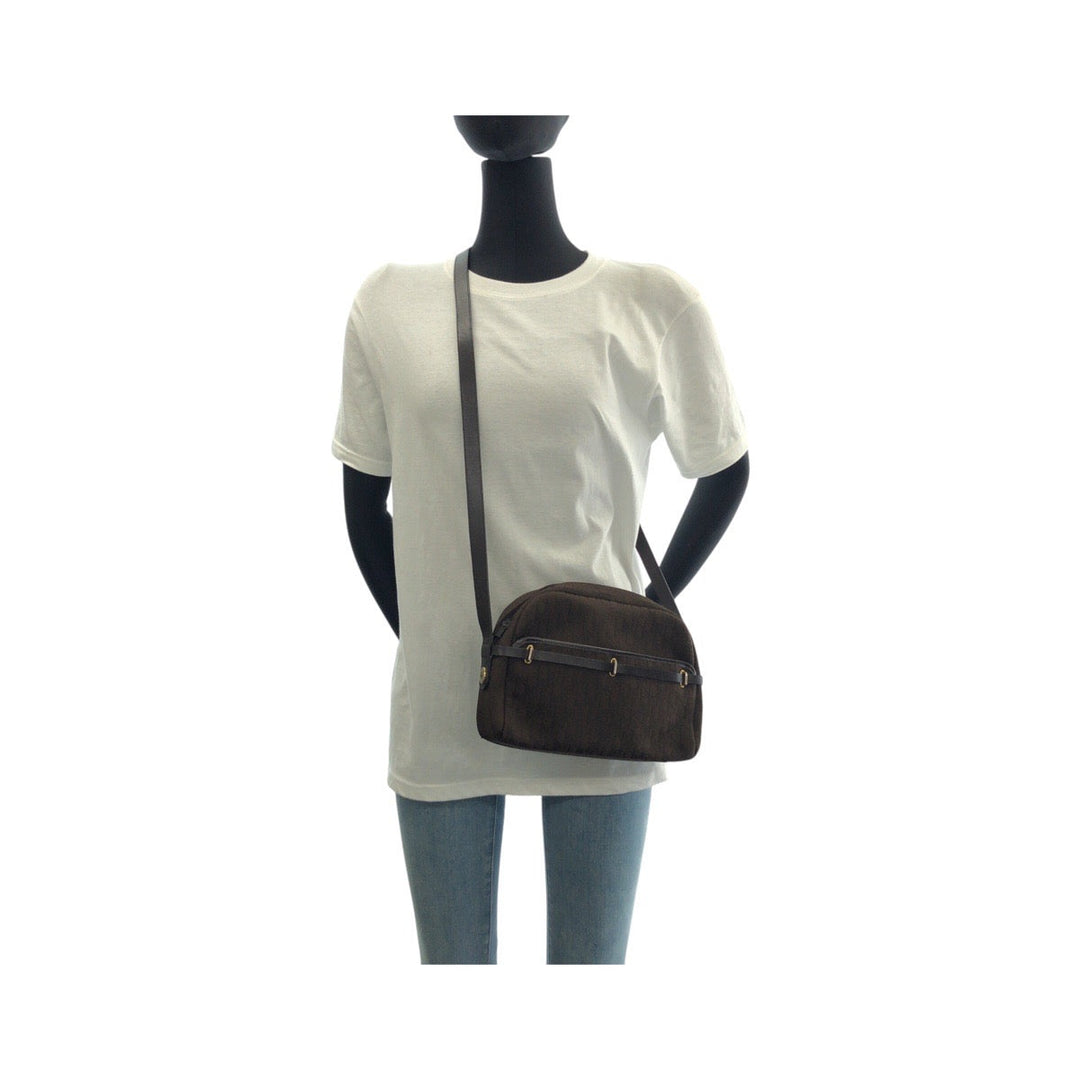 Dior Shoulder Bag canvas Brown Gold Metal Crossbody Shoulder Bag Trotter Women Used Authentic