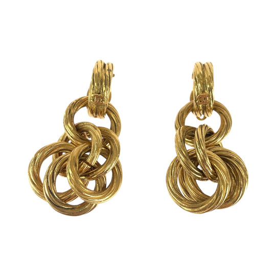 CHANEL Earring plating gold Earring Chain ring COCO Mark Women Used Authentic