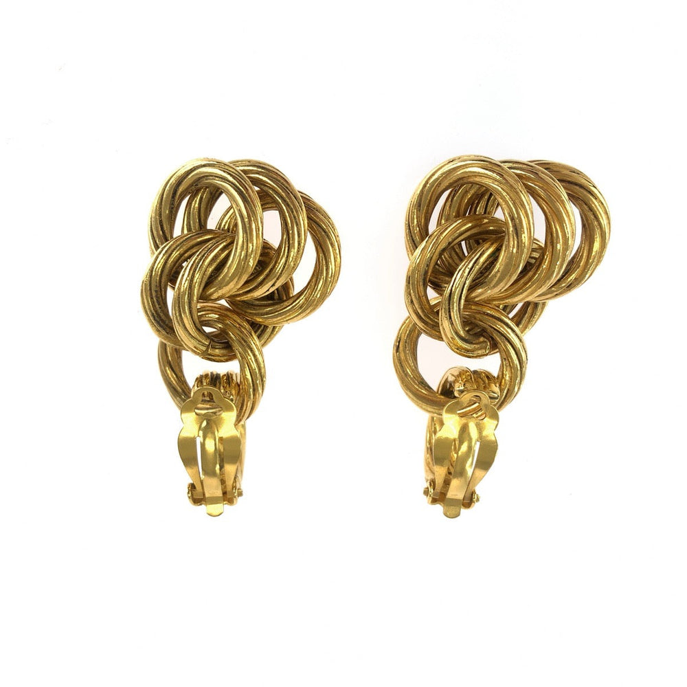 CHANEL Earring plating gold Earring Chain ring COCO Mark Women Used Authentic