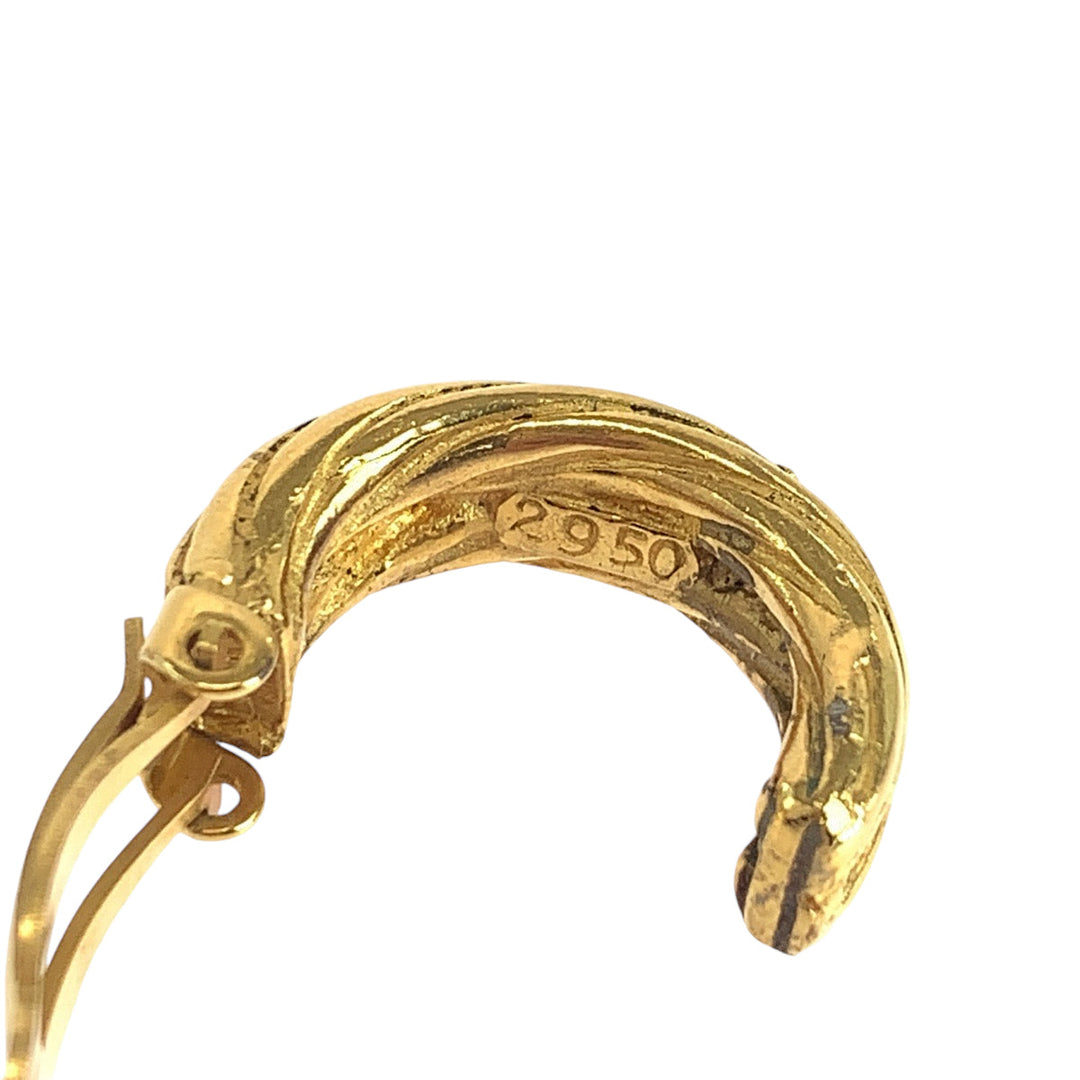 CHANEL Earring plating gold Earring Chain ring COCO Mark Women Used Authentic