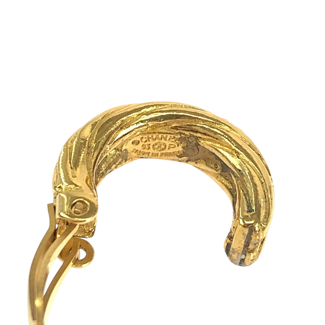 CHANEL Earring plating gold Earring Chain ring COCO Mark Women Used Authentic