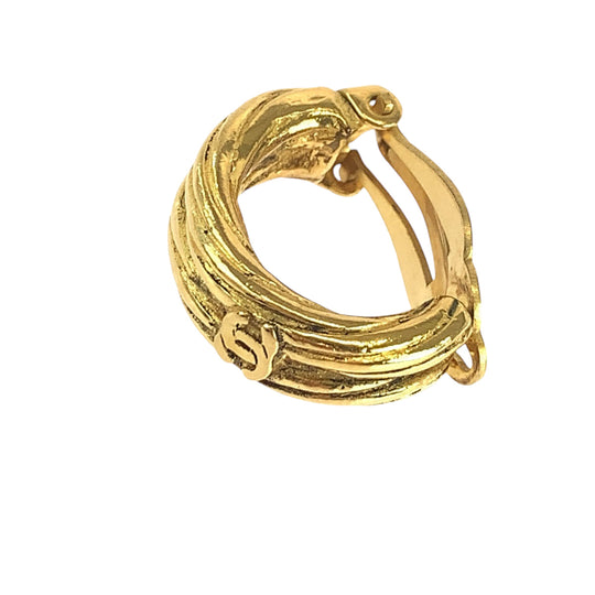 CHANEL Earring plating gold Earring Chain ring COCO Mark Women Used Authentic