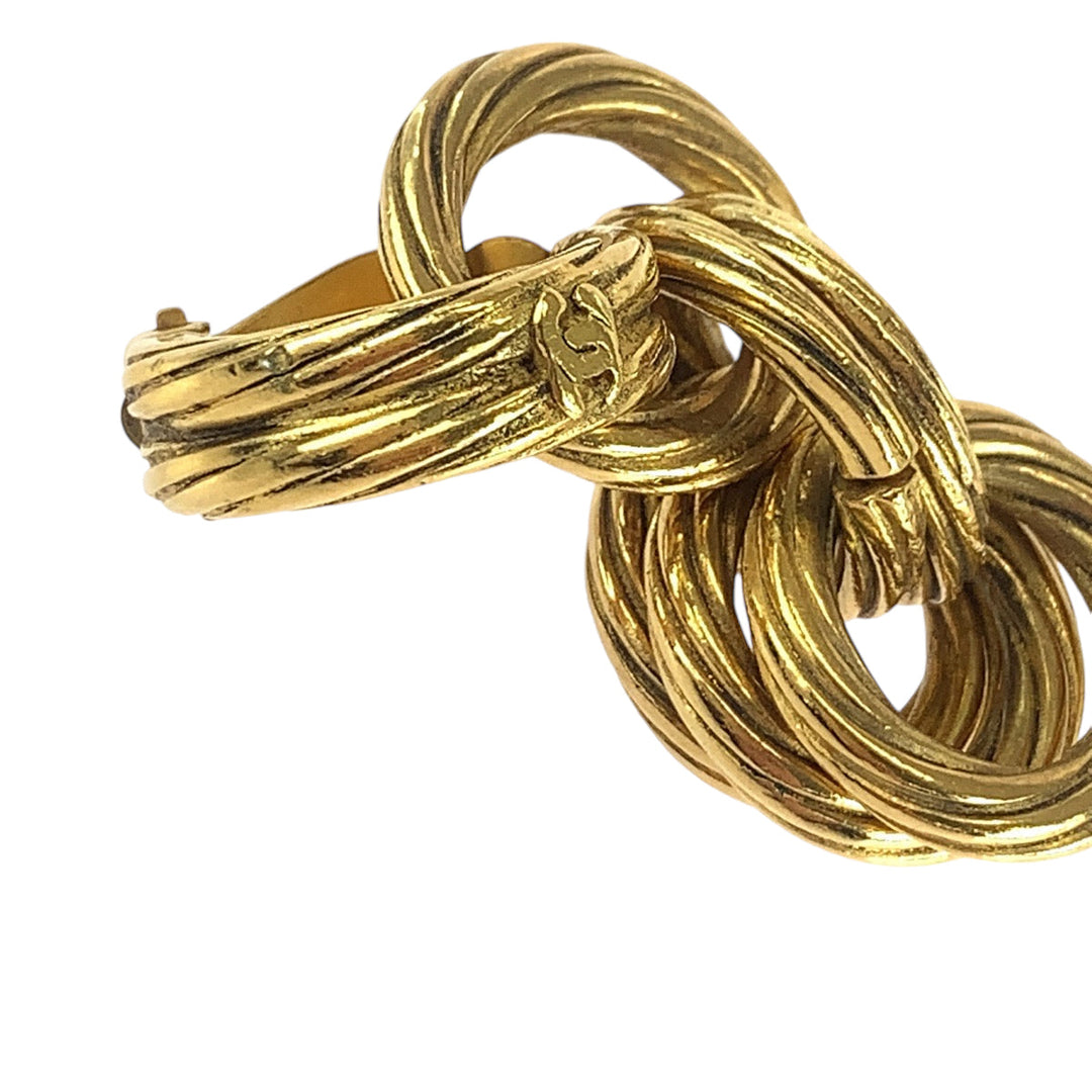 CHANEL Earring plating gold Earring Chain ring COCO Mark Women Used Authentic