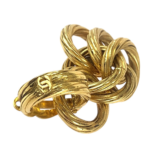 CHANEL Earring plating gold Earring Chain ring COCO Mark Women Used Authentic