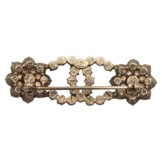 CHANEL Brooch metal gold Rhinestone COCO Mark Women Used Authentic
