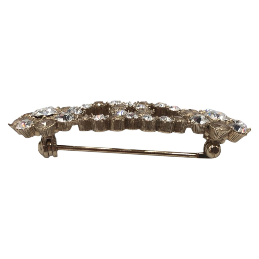 CHANEL Brooch metal gold Rhinestone COCO Mark Women Used Authentic
