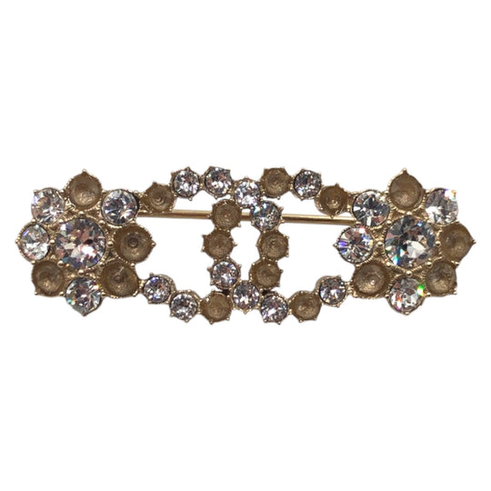 CHANEL Brooch metal gold Rhinestone COCO Mark Women Used Authentic