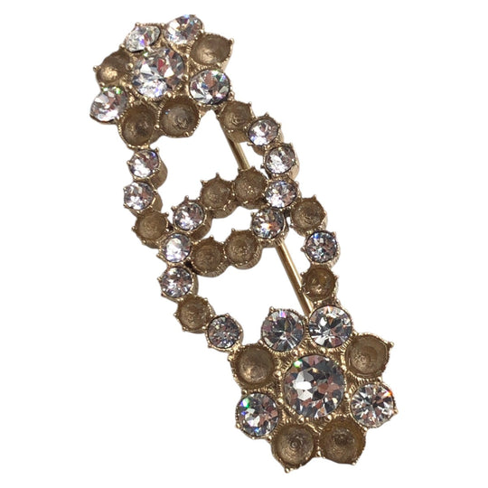 CHANEL Brooch metal gold Rhinestone COCO Mark Women Used Authentic