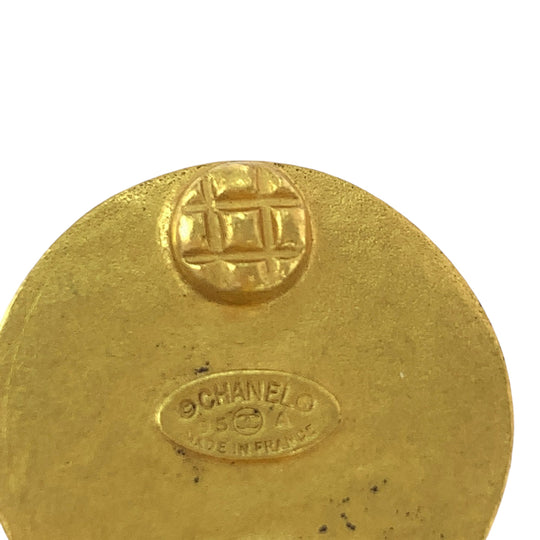 CHANEL Earring Plating, Natural Stone Green gold Earring Gripoa COCO Mark Women Used Authentic