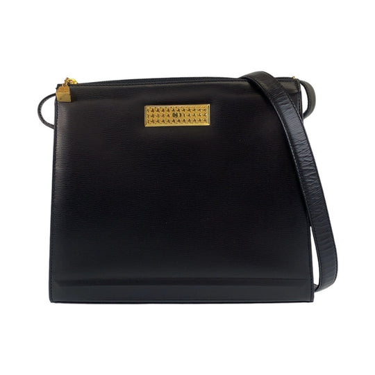 Christian Dior Shoulder Bag leather Black Gold Metal Crossbody Shoulder Bag Messenger Bag Women Used Authentic