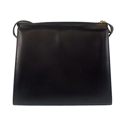 Christian Dior Shoulder Bag leather Black Gold Metal Crossbody Shoulder Bag Messenger Bag Women Used Authentic