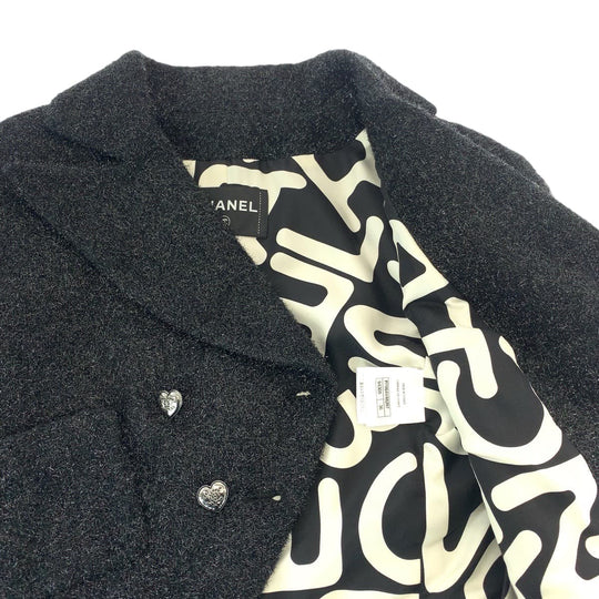 CHANEL tailored jacket P71194V48297 Cotton, Polyester Black Gunmetal Short length tailored jacket Glitter Feather COCO Mark Women 36 Used Authentic