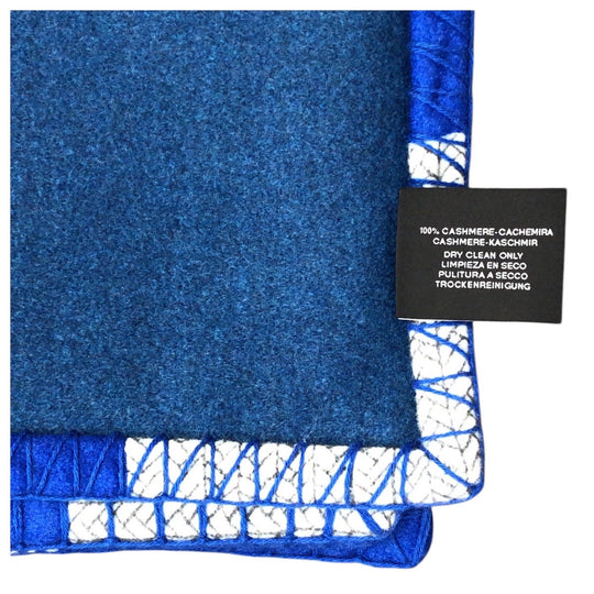 HERMES Other fashion goods cashmere Blue white Blanket Unisex Cheval Natte Plaid Blanket Women Used Authentic