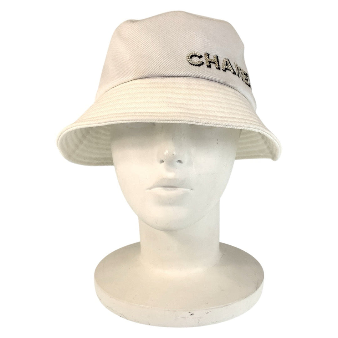 CHANEL hat cotton white M