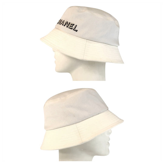 CHANEL hat cotton white M