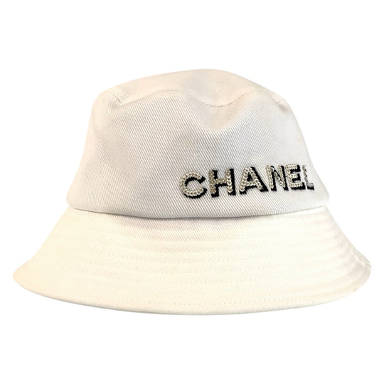 CHANEL hat cotton white M