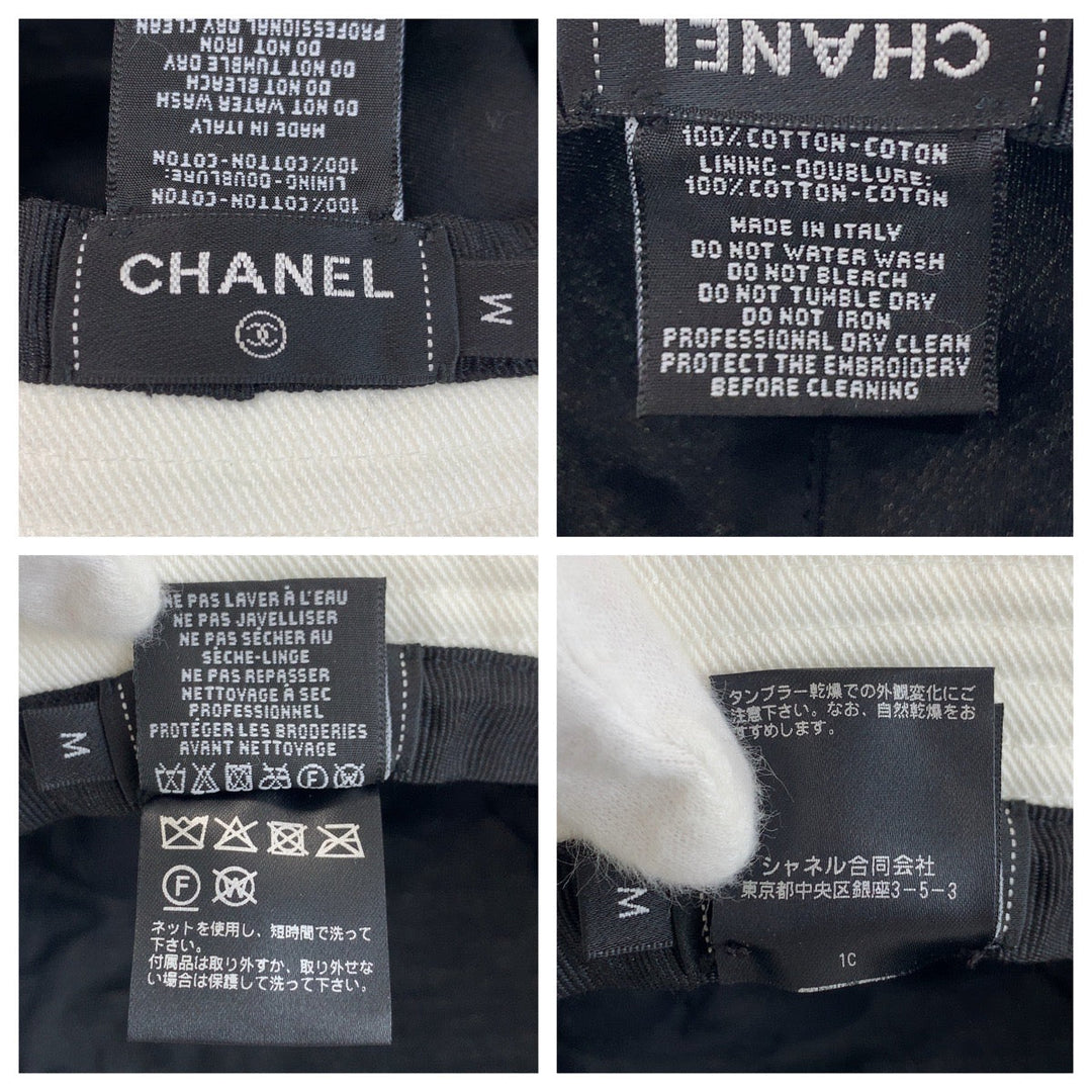 CHANEL hat cotton white M