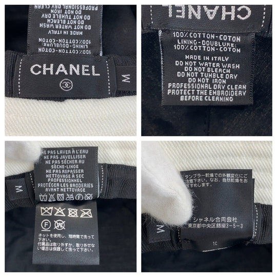 CHANEL hat cotton white M