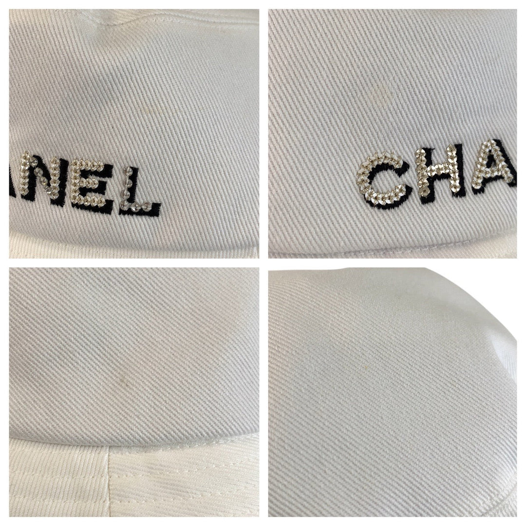 CHANEL hat cotton white M