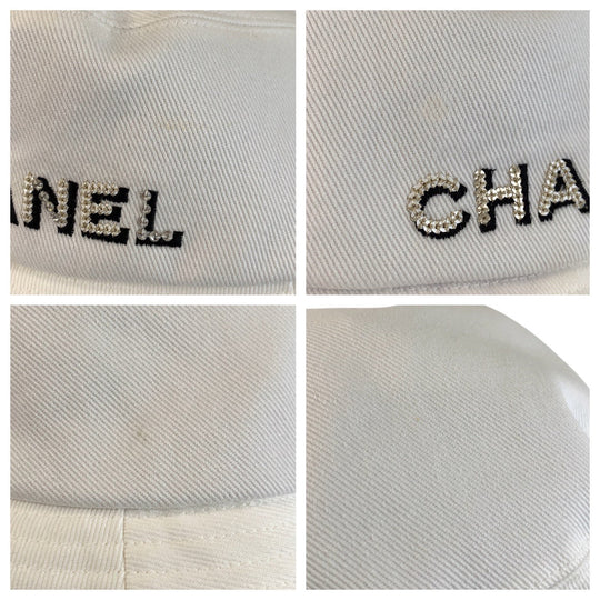 CHANEL hat cotton white M