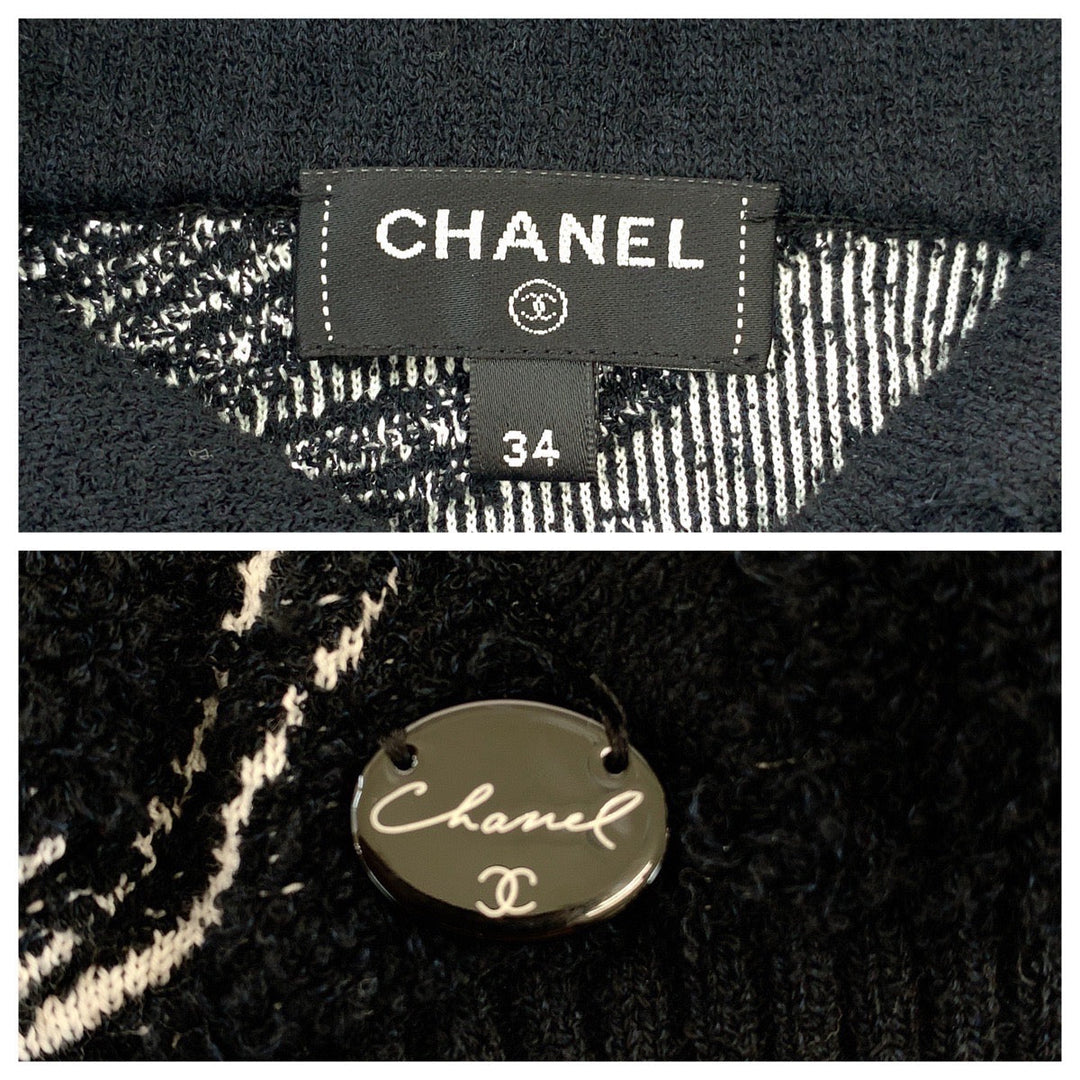 CHANEL Hoodie P72134K10333 cotton Black White Hoodie Lion COCO Mark Women 34 Used Authentic