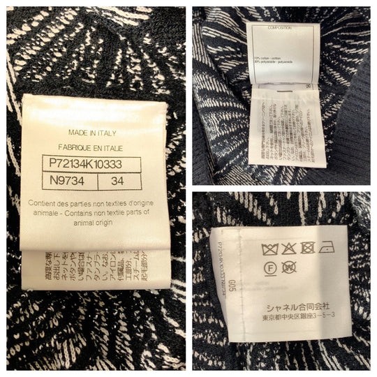 CHANEL Hoodie P72134K10333 cotton Black White Hoodie Lion COCO Mark Women 34 Used Authentic