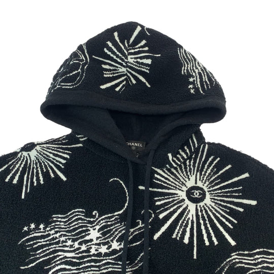 CHANEL Hoodie P72134K10333 cotton Black White Hoodie Lion COCO Mark Women 34 Used Authentic